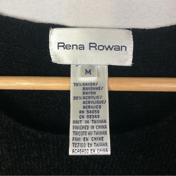 Rena Rowan Vintage Black Textured Short Sleeve Top M - Picture 4 of 4